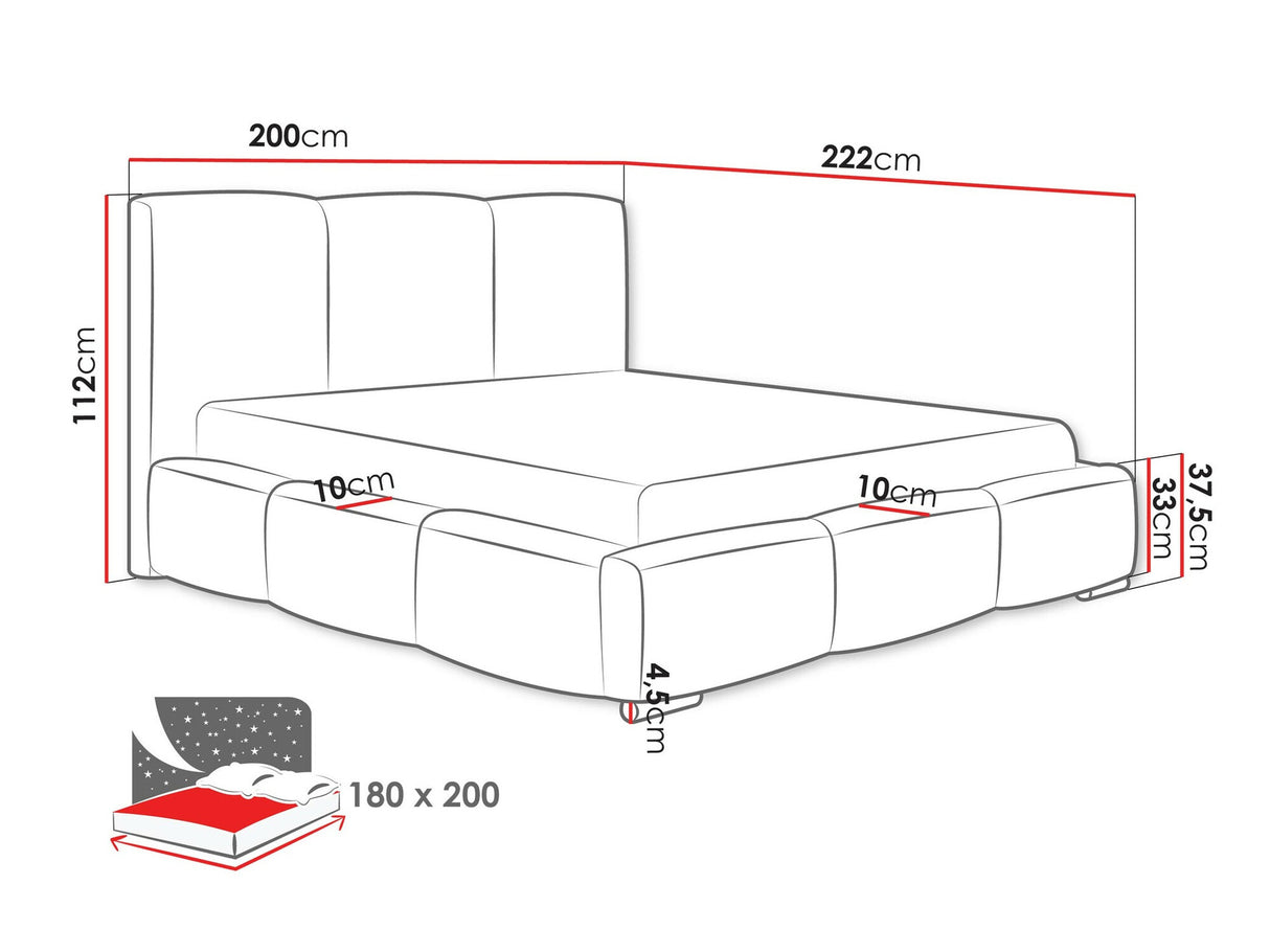 Ágy Łóżko tapicerowane OLWERIA, Szín: Kronos 22, Alvó felület mérete: 180 x 200 cm