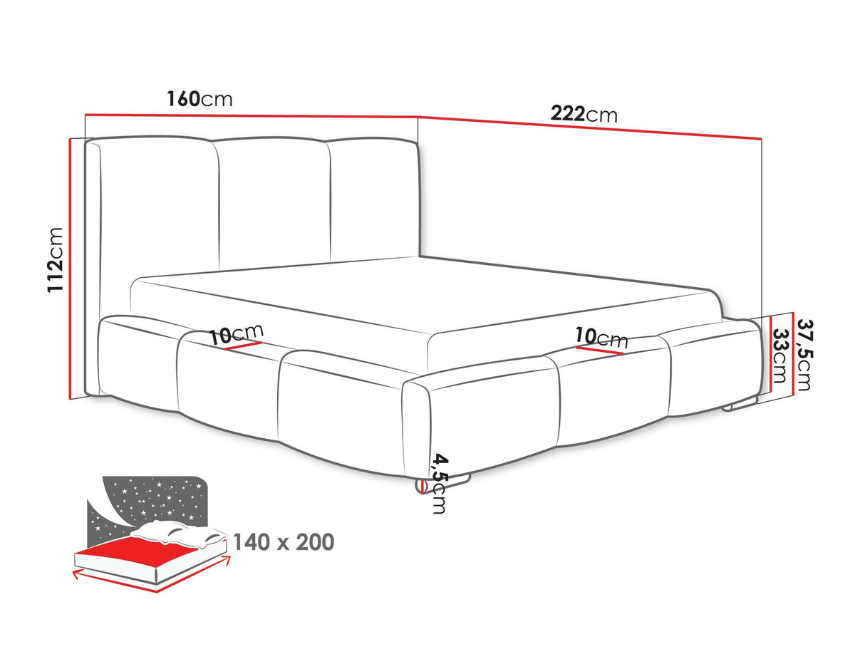 Ágy Łóżko tapicerowane OLWERIA, Szín: Kronos 29, Alvó felület mérete: 140 x 200 cm