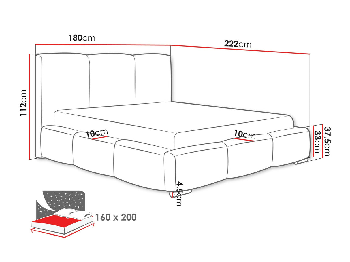 Ágy Łóżko tapicerowane OLWERIA, Szín: Kronos 29, Alvó felület mérete: 160 x 200 cm