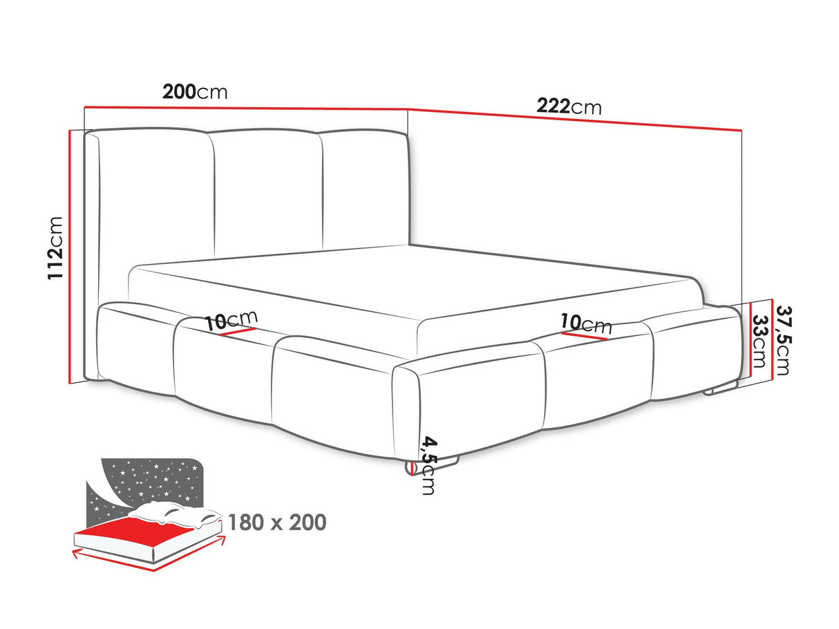Ágy Łóżko tapicerowane OLWERIA, Szín: Kronos 29, Alvó felület mérete: 180 x 200 cm