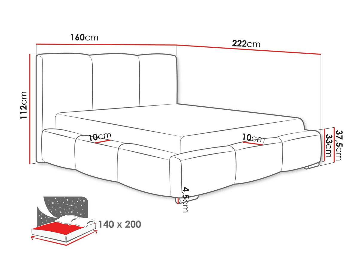 Ágy Łóżko tapicerowane OLWERIA, Szín: Kronos 46, Alvó felület mérete: 140 x 200 cm