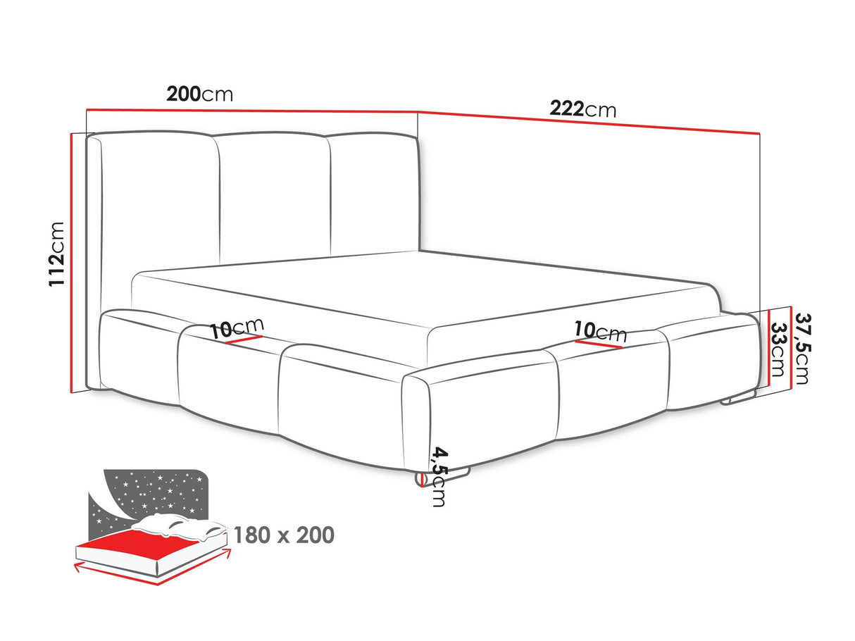Ágy Łóżko tapicerowane OLWERIA, Szín: Kronos 46, Alvó felület mérete: 180 x 200 cm