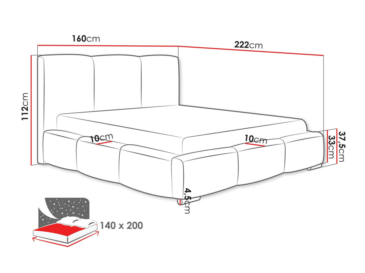 Ágy Łóżko tapicerowane OLWERIA, Szín: Paros 01, Alvó felület mérete: 140 x 200 cm