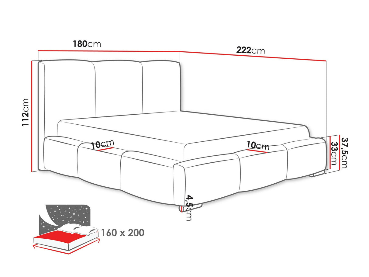 Ágy Łóżko tapicerowane OLWERIA, Szín: Paros 02, Alvó felület mérete: 160 x 200 cm