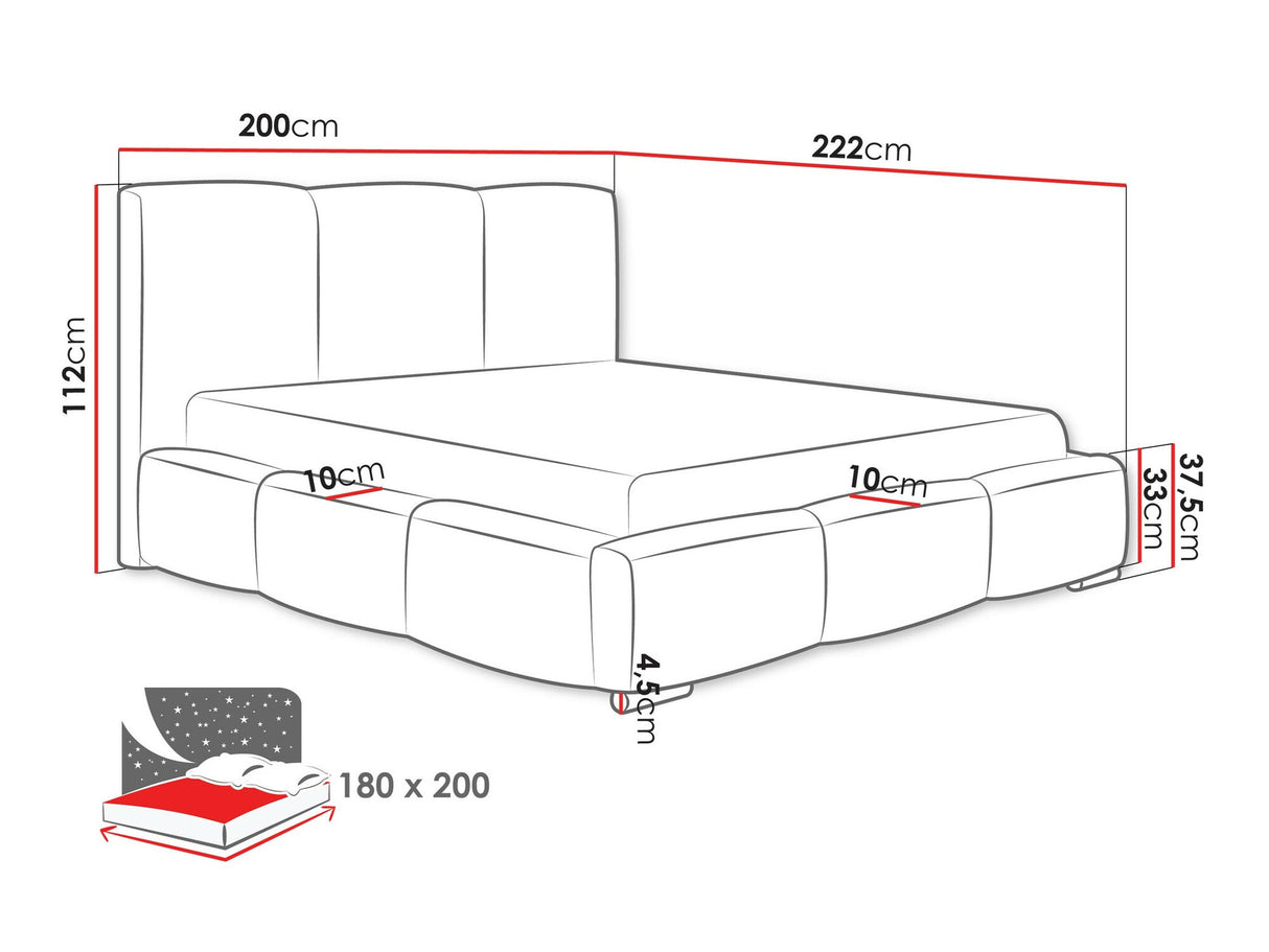Ágy Łóżko tapicerowane OLWERIA, Szín: Paros 05, Alvó felület mérete: 180 x 200 cm