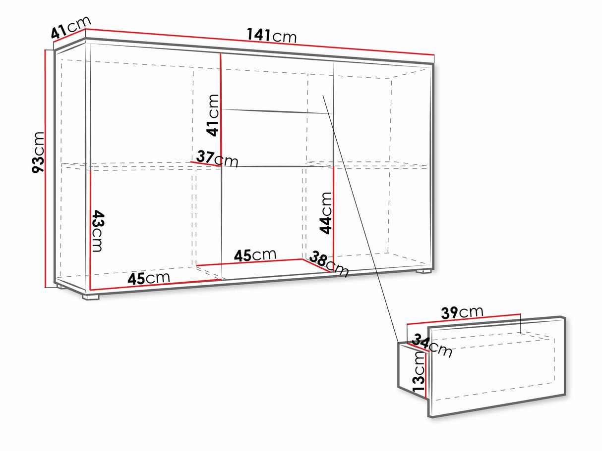 Komód K3D2SZ Gesita, Szín: Fehér