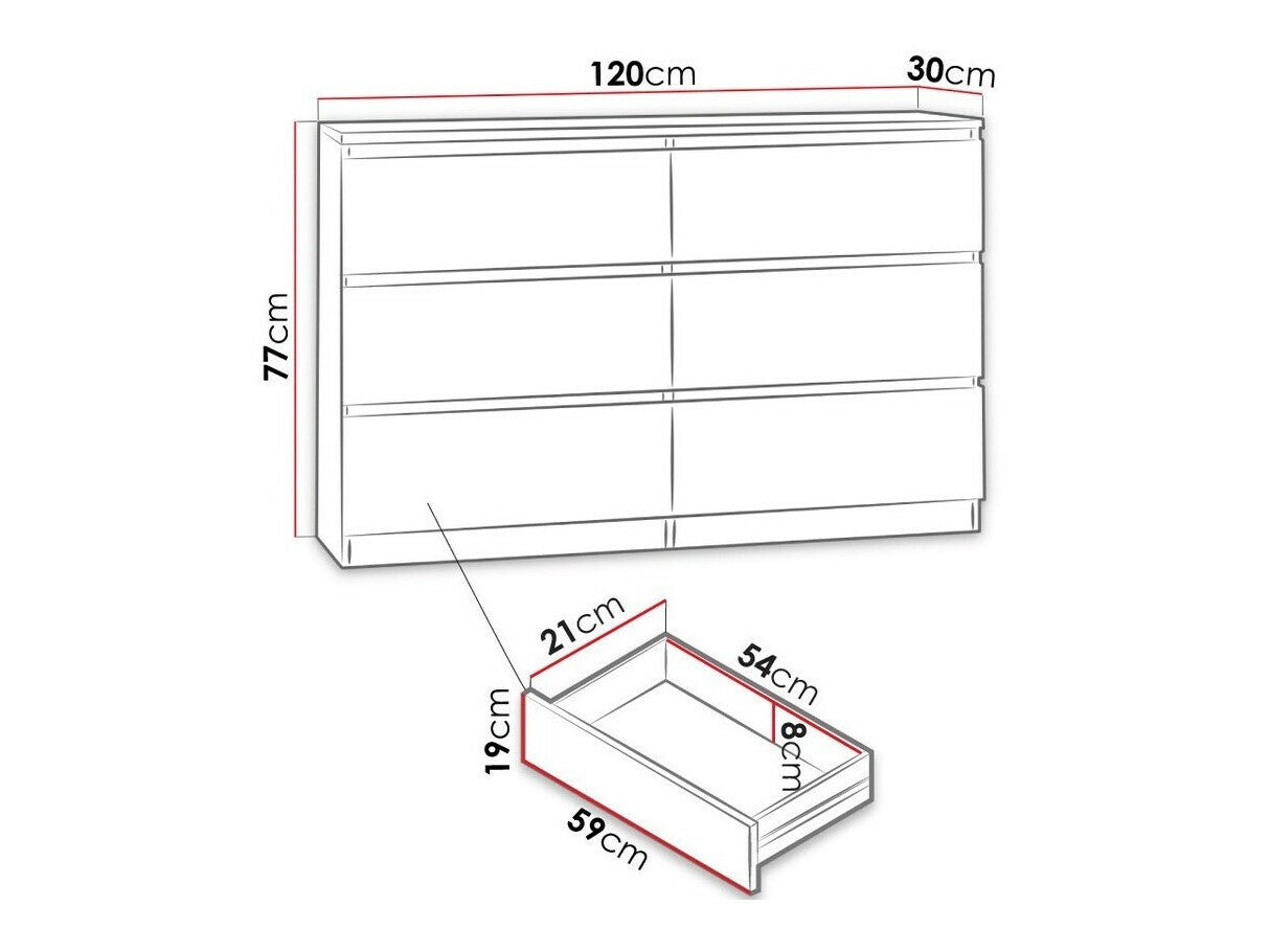 Komód MALWA M6 120 (Osko OK6), Szín: Fehér