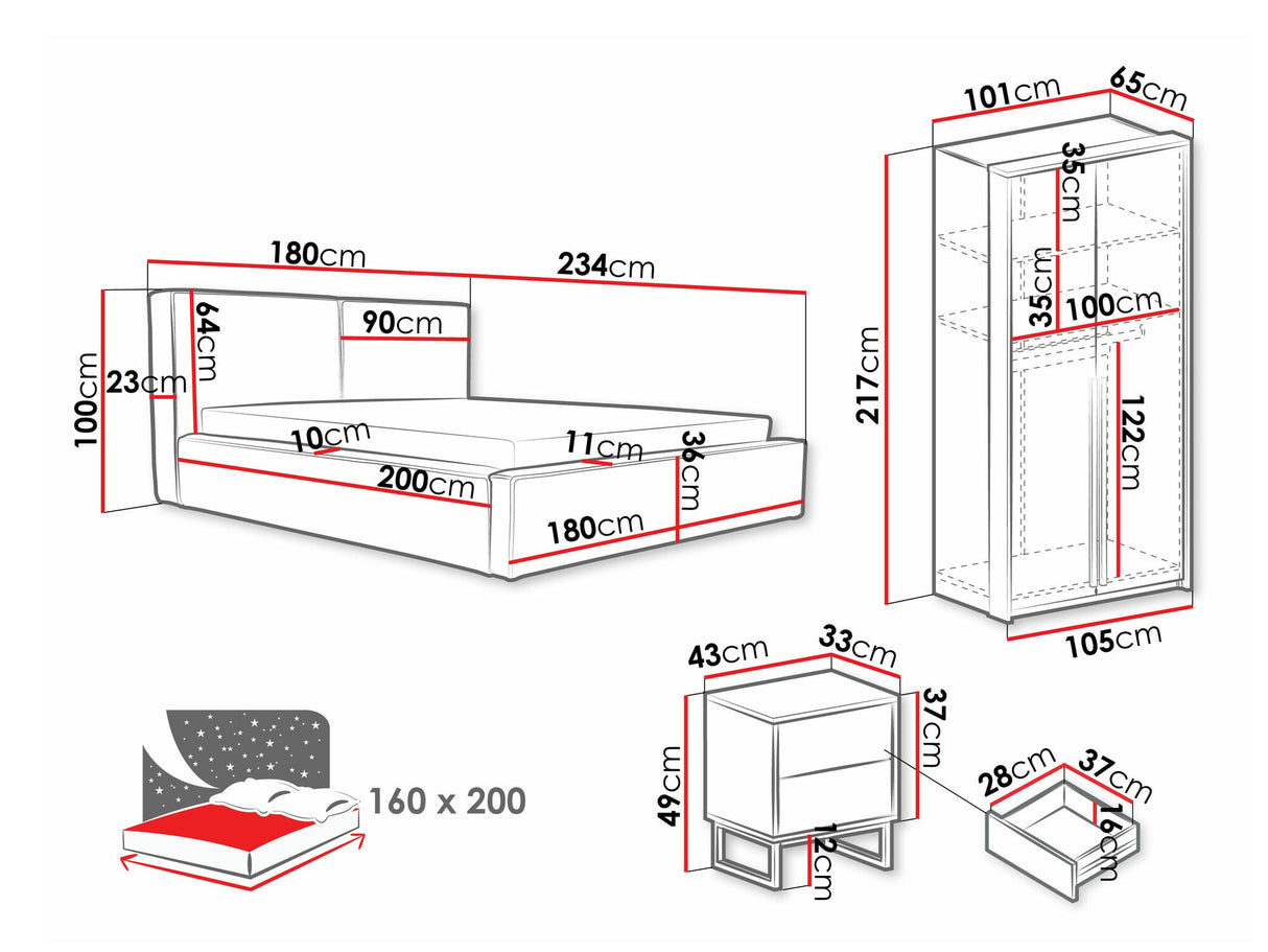 Hálószoba garnitúra Meble GENUA III, Szín: Beige