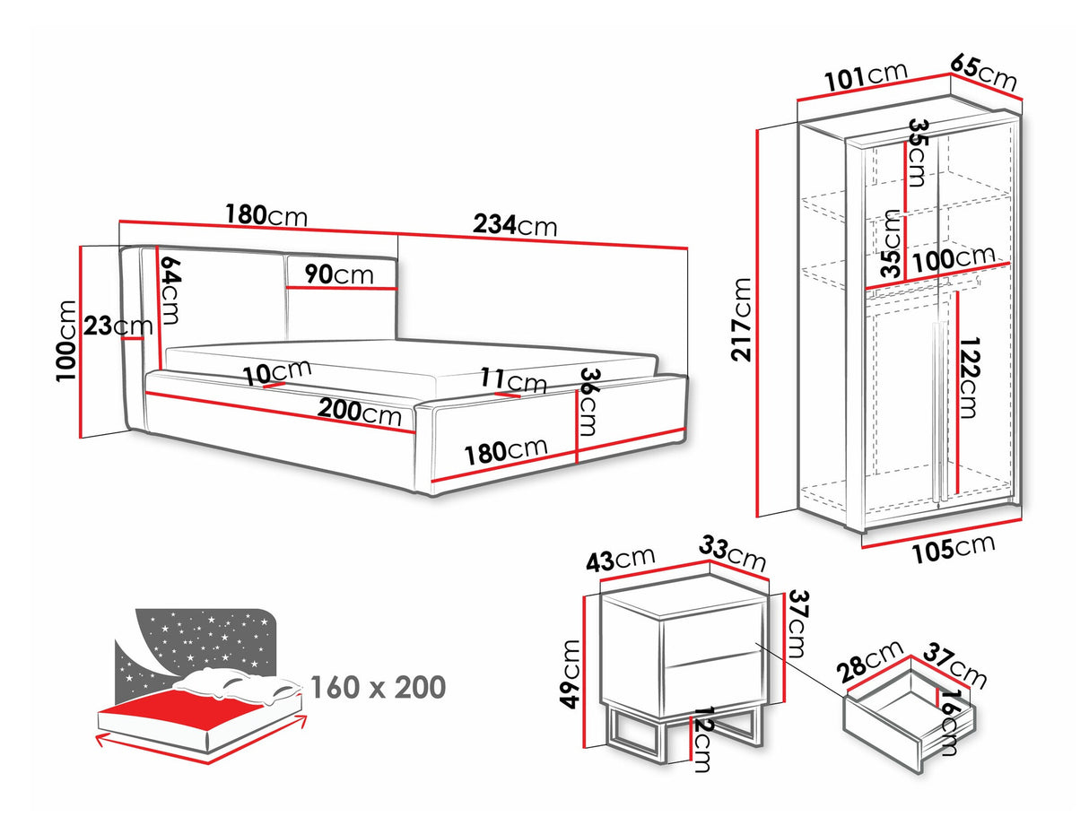 Hálószoba garnitúra Meble GENUA III, Szín: Zöld