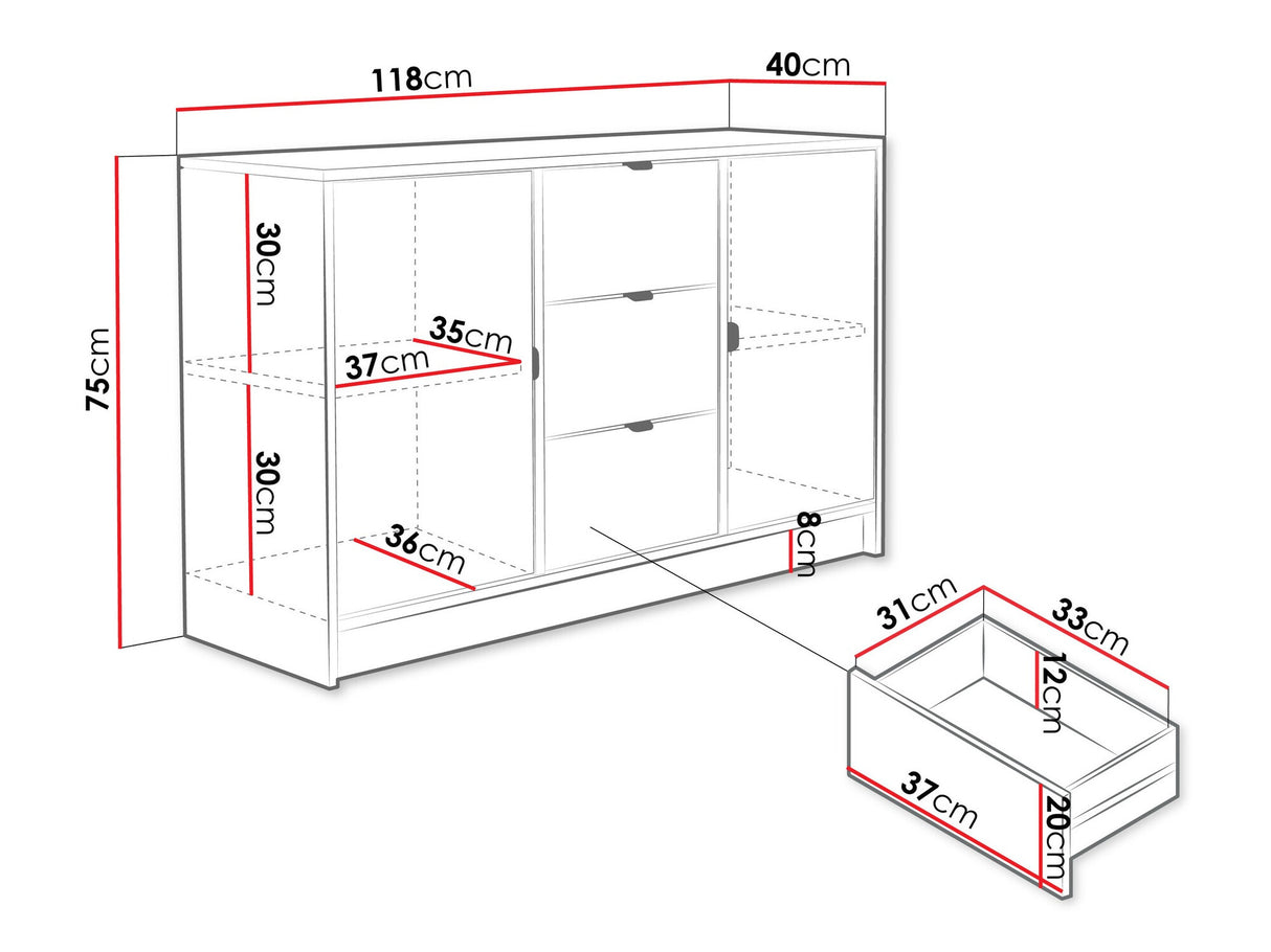 Komód 2D3SZ TIRENO, Szín: Beige