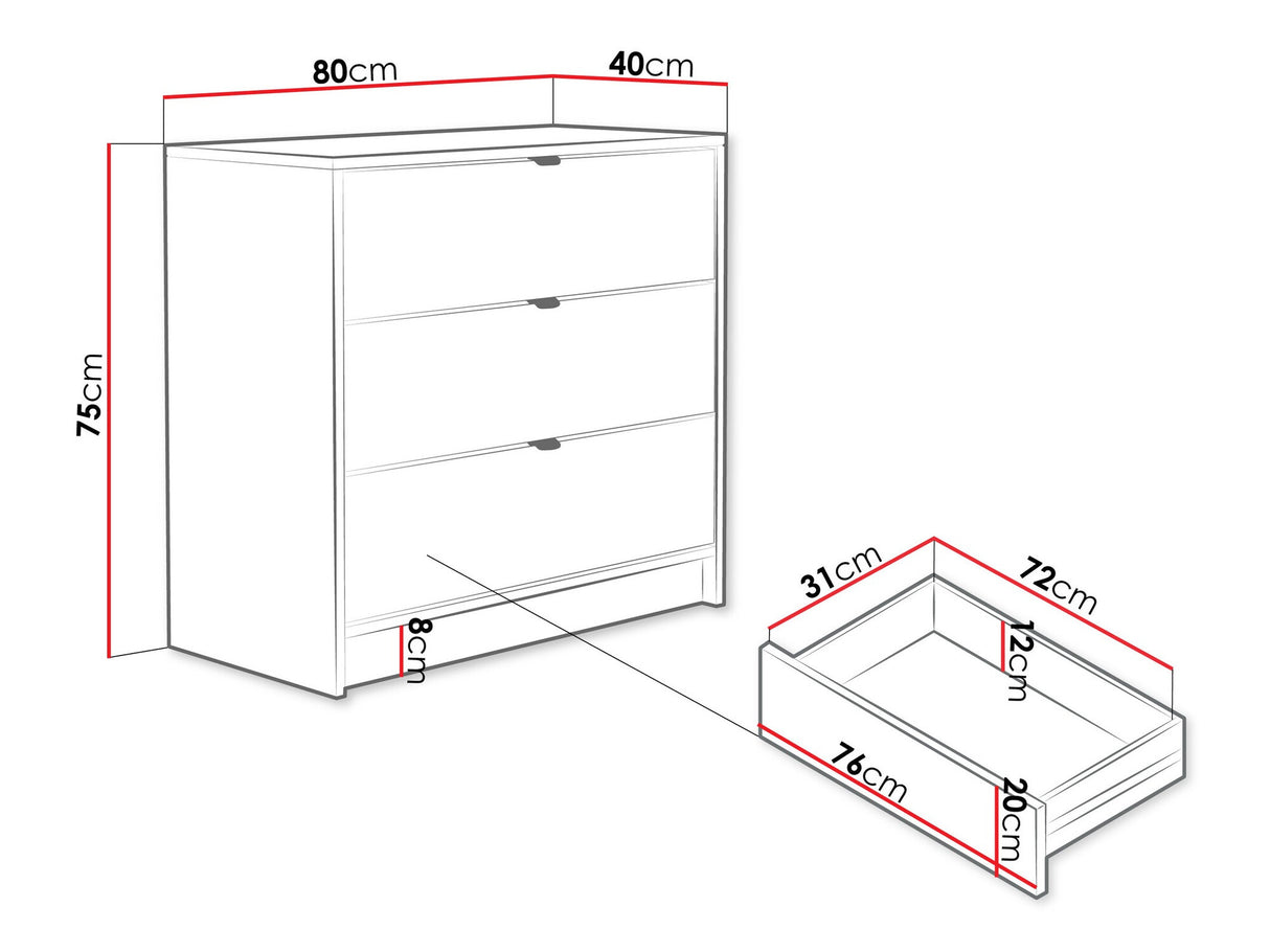 Komód 3SZ TIRENO, Szín: Beige