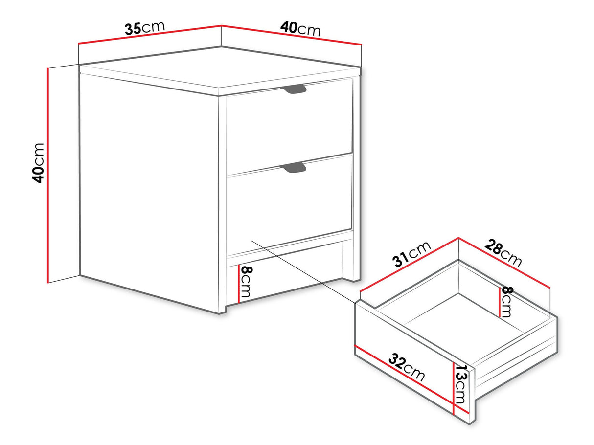 Éjjeliszekrény Stolik nemcny 2SZ TIRENO, Szín: Beige