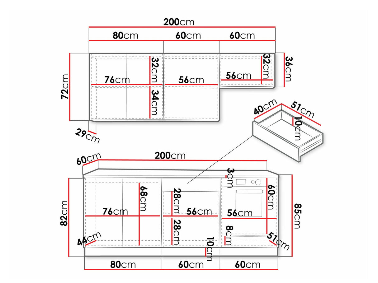 Konyhabútor Kuchnia ISABEL 2,0 z blatem, Szín: Világosszürke + Artisan tölgy, Led világítás: Nem