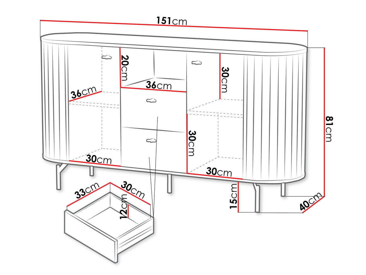 Komód Komoda 150 2D2S ZANTE ZA2, Szín: Fekete