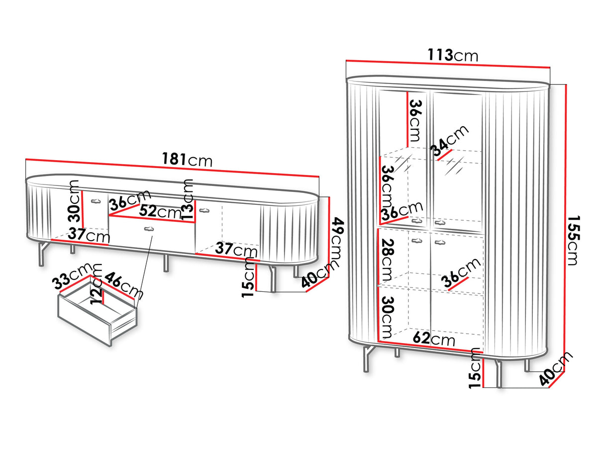 Nappali szett Meble ZANTE I, Szín: Fekete, Led világítás: Nem