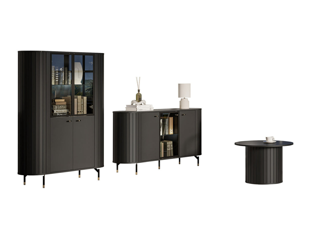 Nappali szett Meble ZANTE II, Szín: Fekete, Led világítás: Nem