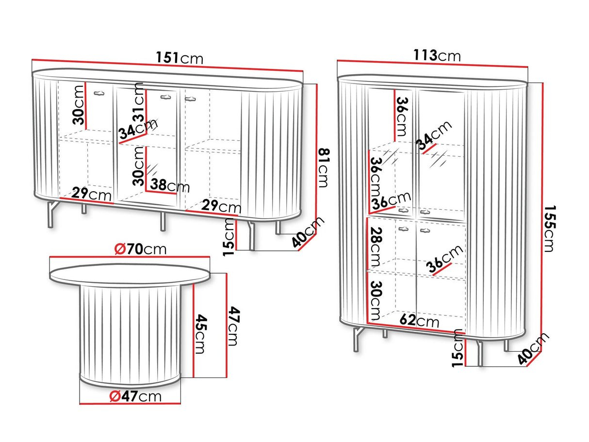 Nappali szett Meble ZANTE II, Szín: Fekete, Led világítás: Nem