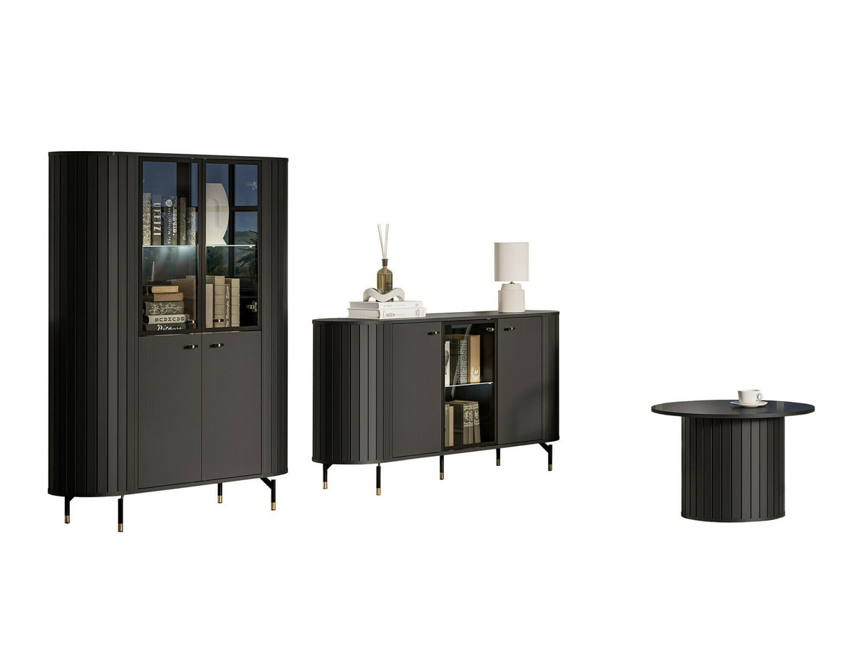 Nappali szett Meble ZANTE II, Szín: Fekete, Led világítás: Igen