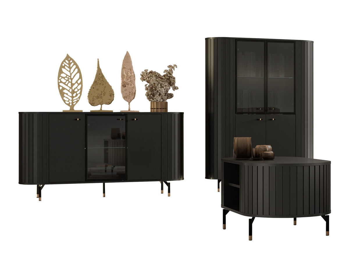 Nappali szett Meble ZANTE IV, Szín: Fekete, Led világítás: Nem