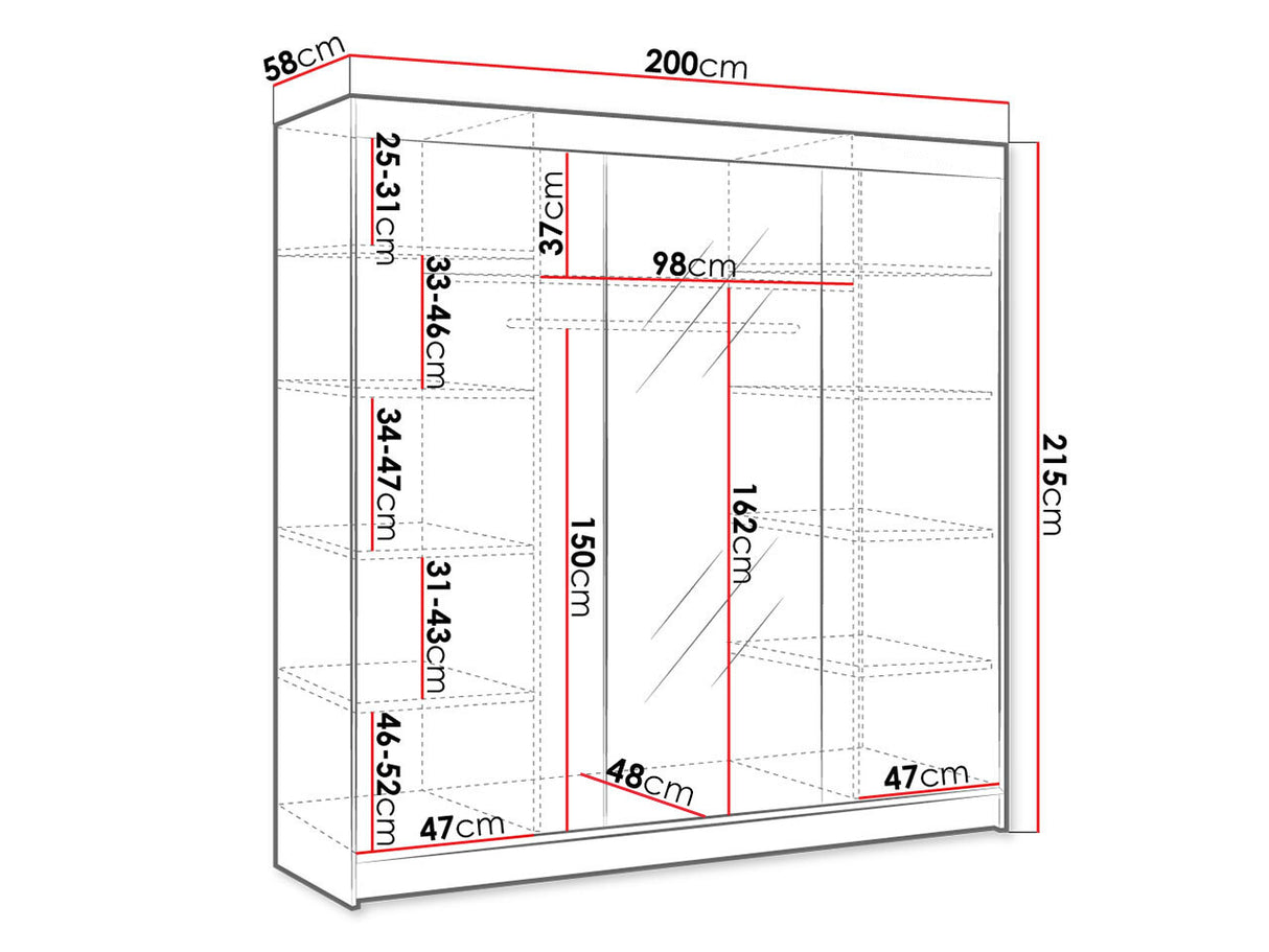 Gardróbszekrény Derby I (Genewa I), Szín: Fehér + Fekete