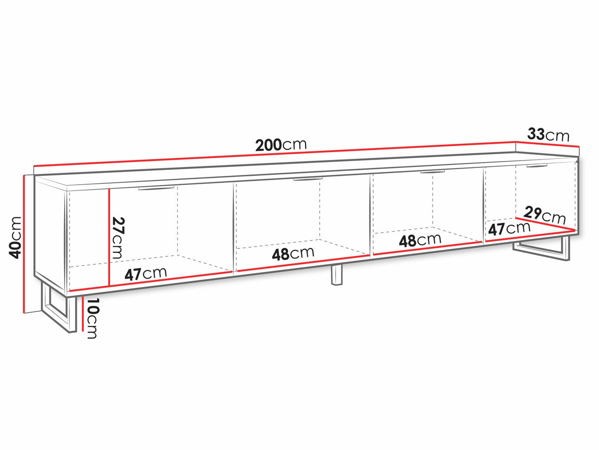 TV-állvány Szafka RTV 200 DELINO, Szín: Fekete + Grafit