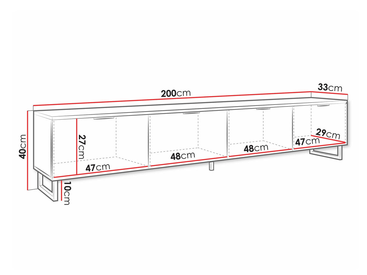 TV-állvány Szafka RTV 200 TELANI Czarny grafit/Wotan 5903211298936