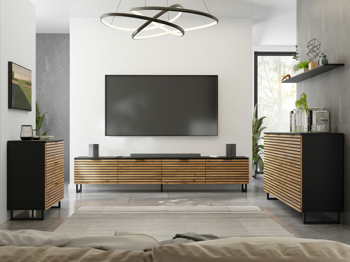 TV-állvány Szafka RTV 200 TELANI Czarny grafit/Wotan 5903211298936