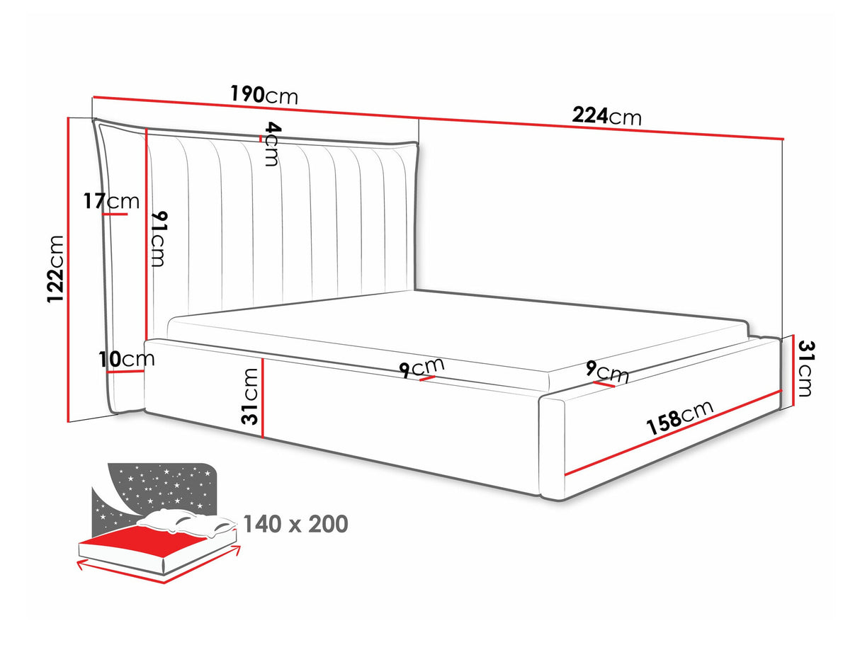 Ágy Łóżko tapicerowane LILKUS, Szín: Paros 1, Alvó felület mérete: 140 x 200 cm
