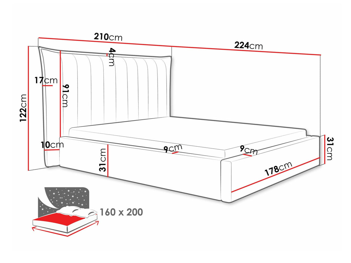 Ágy Łóżko tapicerowane LILKUS, Szín: Paros 1, Alvó felület mérete: 160 x 200 cm