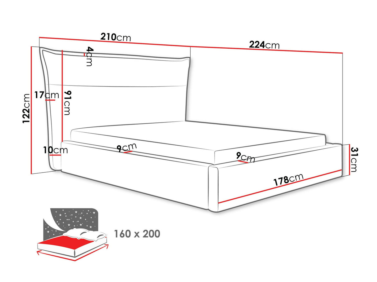 Ágy TINKUS, Alvó felület mérete: 160 x 200 cm, Szín: Paros 1