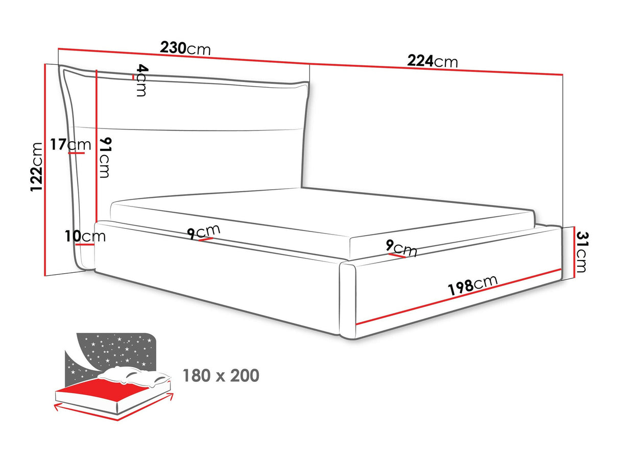 Ágy TINKUS, Alvó felület mérete: 180 x 200 cm, Szín: Paros 1