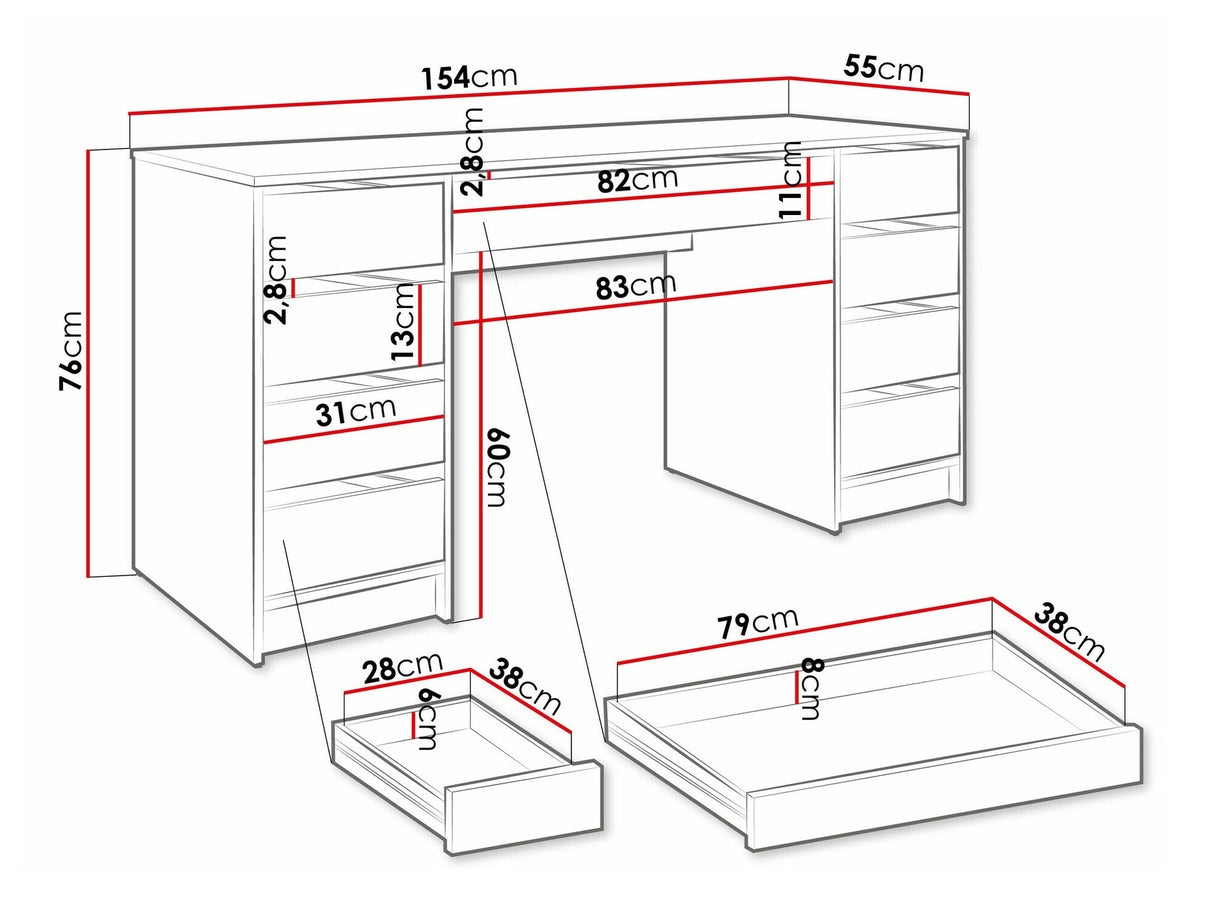 Íróasztal Biurko/toaletka ADA BIS Czarny (Fekete)
