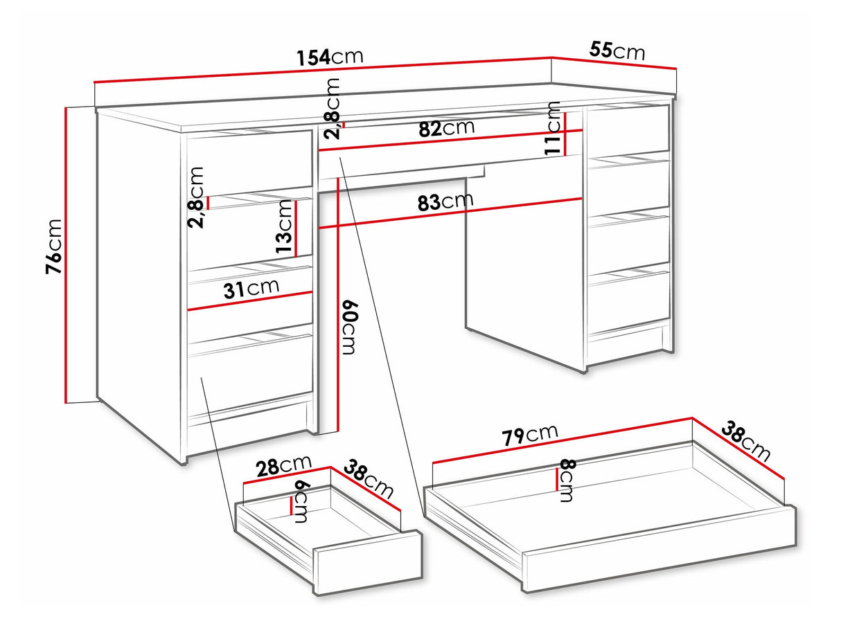 Íróasztal Biurko/toaletka ADA BIS Biały/Biały połysk (Fényes fehér + Fehér)
