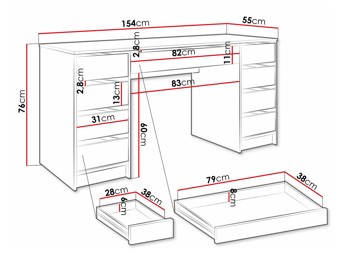 Íróasztal Biurko/toaletka ADA BIS Artisan (Artisan tölgy)