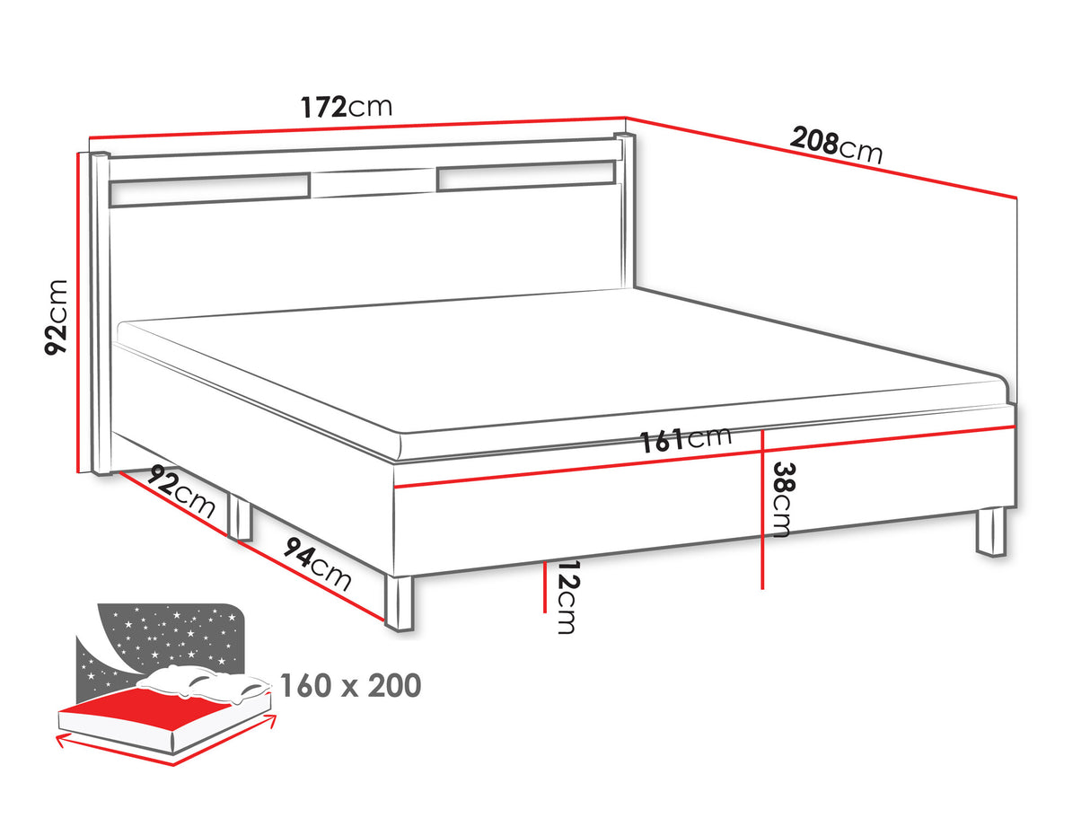 Ágy Łóżko INDYGO L160, Szín: Wotan tölgy + Zöld