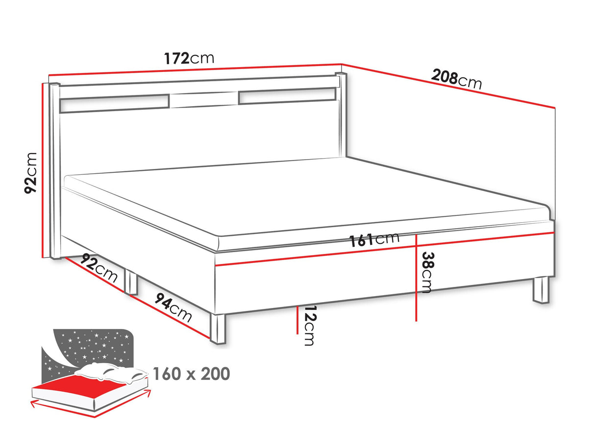 Ágy Łóżko INDYGO L160, Szín: Wotan tölgy + Beige