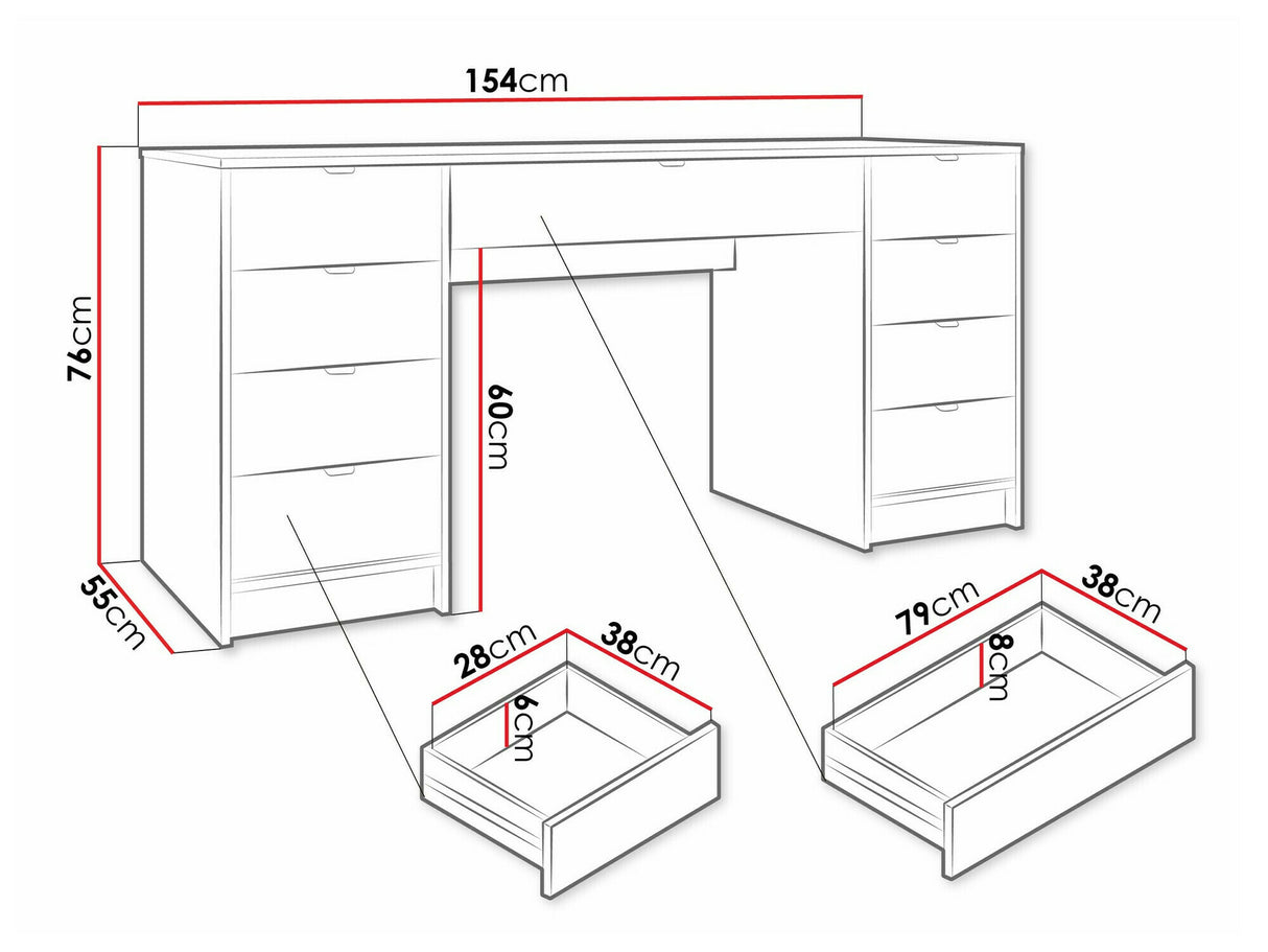 Íróasztal Biurko TIRENO BIS, Szín: Fehér