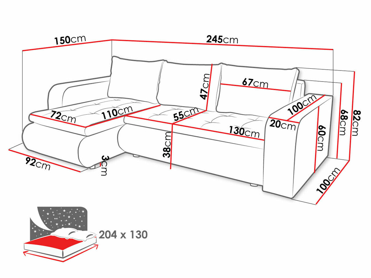 Sarokkanapé BROOKLYN (Boniko), Szín: Soft 017 + Lawa 02