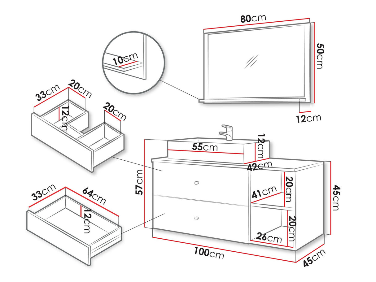 Fürdőszoba garnitúra Meble łazienkowe KERTOS I, Szín: Dió, Mosdókagyló: Igen