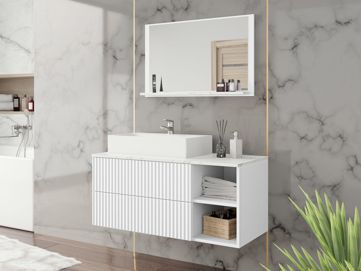 Fürdőszoba garnitúra Meble łazienkowe KERTOS RYFLE I, Szín: Fehér, Mosdókagyló: Nem