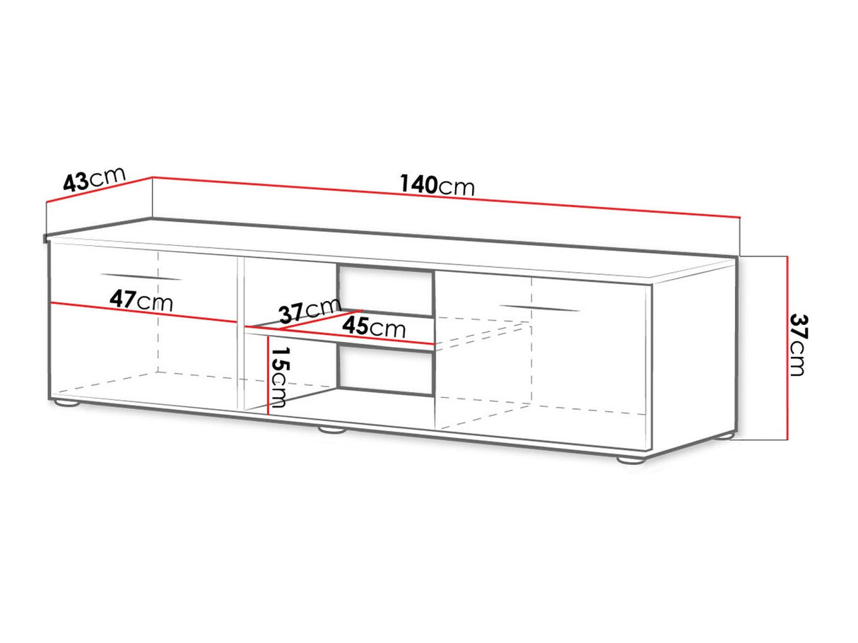 TV-állvány Soho RTv 140 (RTv 140 Boho B4), Szín: Fehér + Fényes fehér