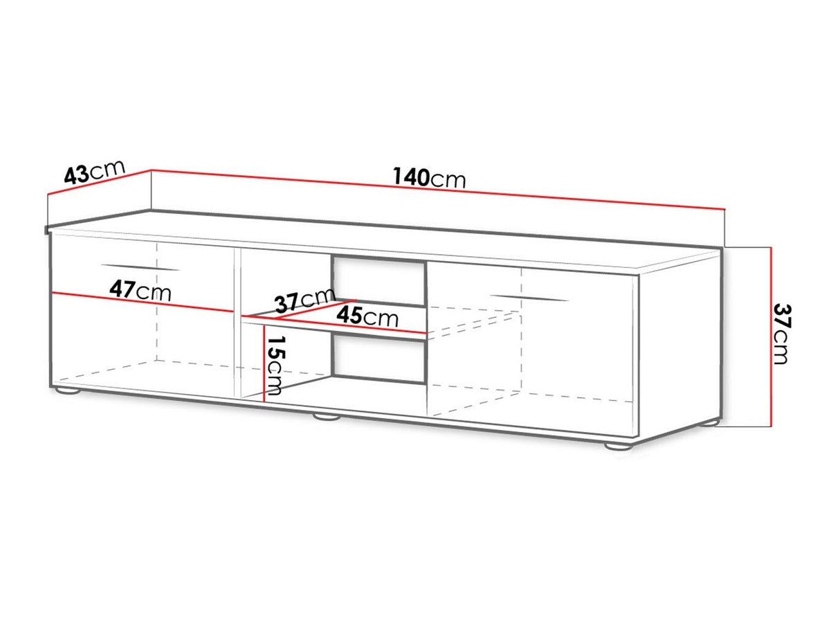 TV-állvány Soho RTv 140 (RTv 140 Boho B4), Szín: Fekete + Fényes fekete