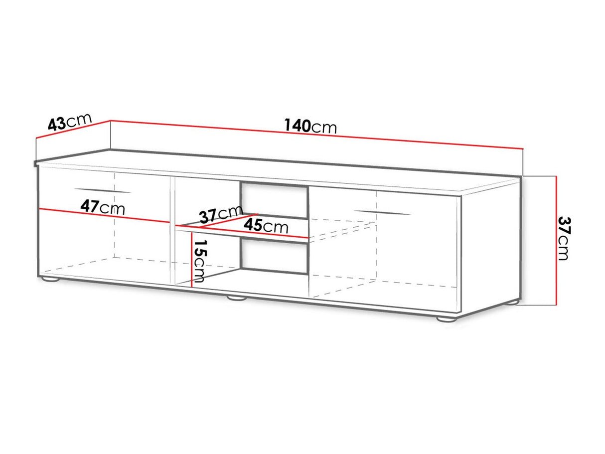 TV-állvány Soho RTv 140 (RTv 140 Boho B4), Szín: Lefkas tölgy + Fekete