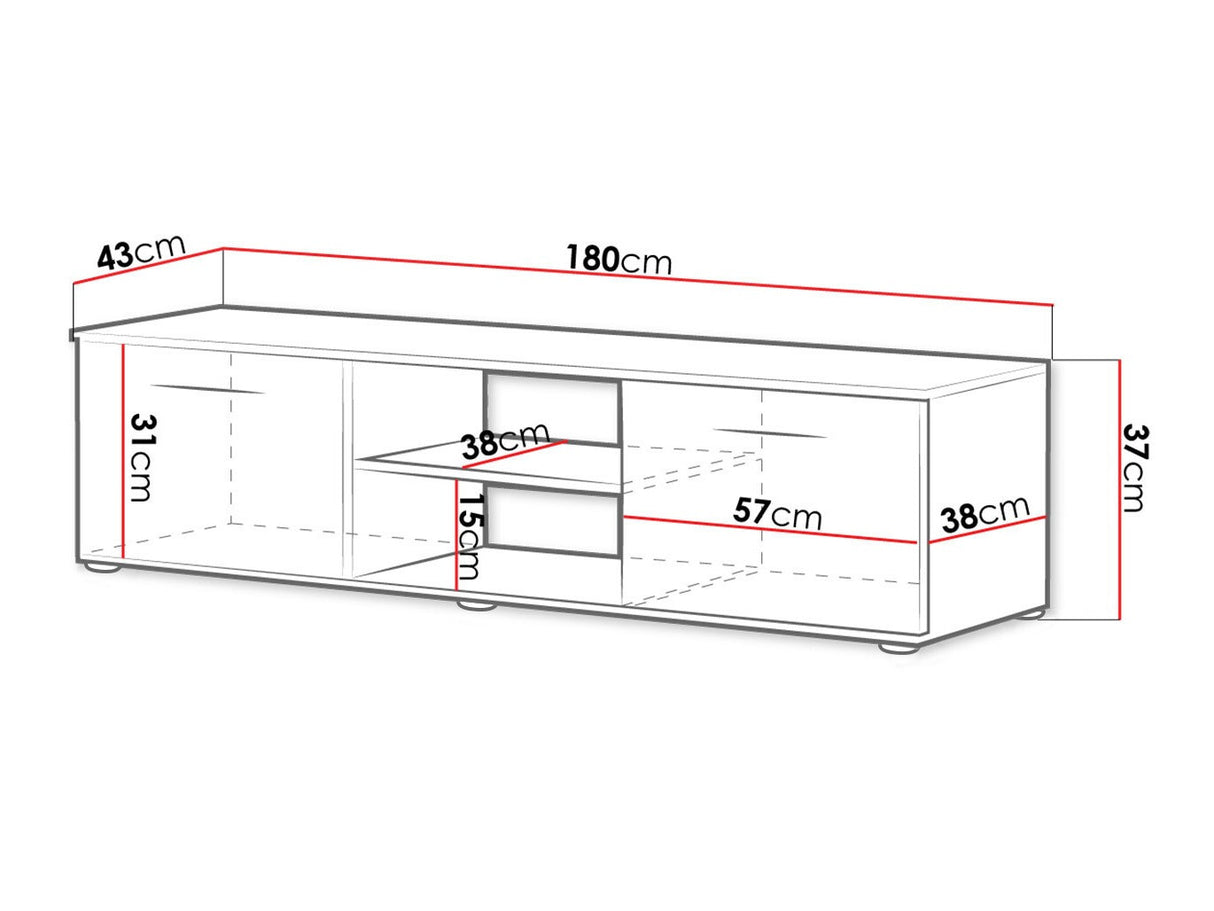 TV-állvány Soho RTv 180 (RTv 180 Boho B3), Szín: Fekete + Fényes fekete
