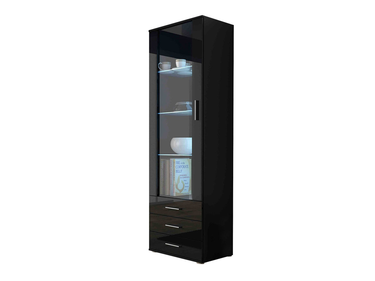 Könyvespolc Soho B1 (Boho B1), Szín: Fekete + Fényes fekete, Led világítás: Nincs világítás