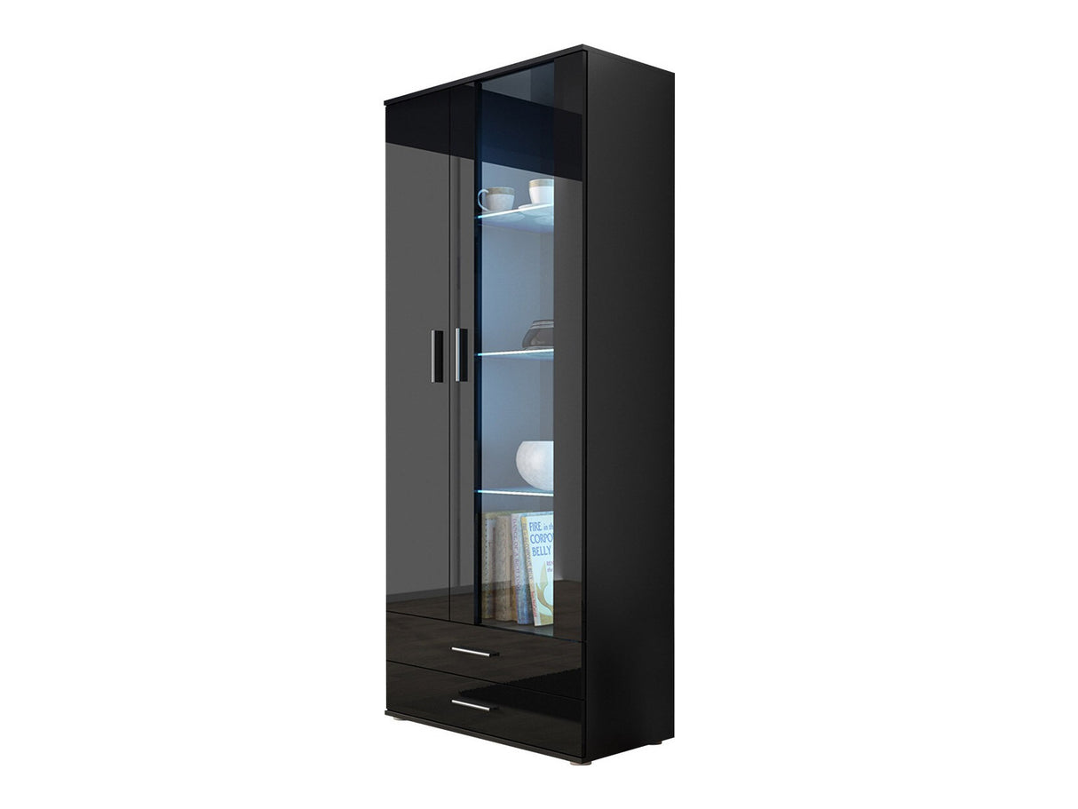 Könyvespolc Soho B6 (2D2S Boho B6), Szín: Fekete + Fényes fekete, Led világítás: Nincs világítás