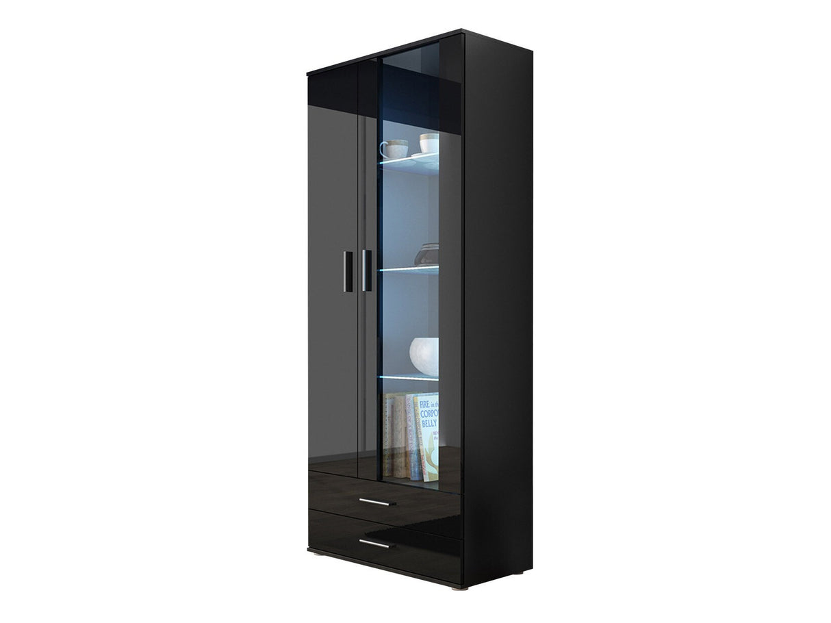 Könyvespolc Soho B6 (2D2S Boho B6), Szín: Fekete + Fényes fekete, Led világítás: RGB