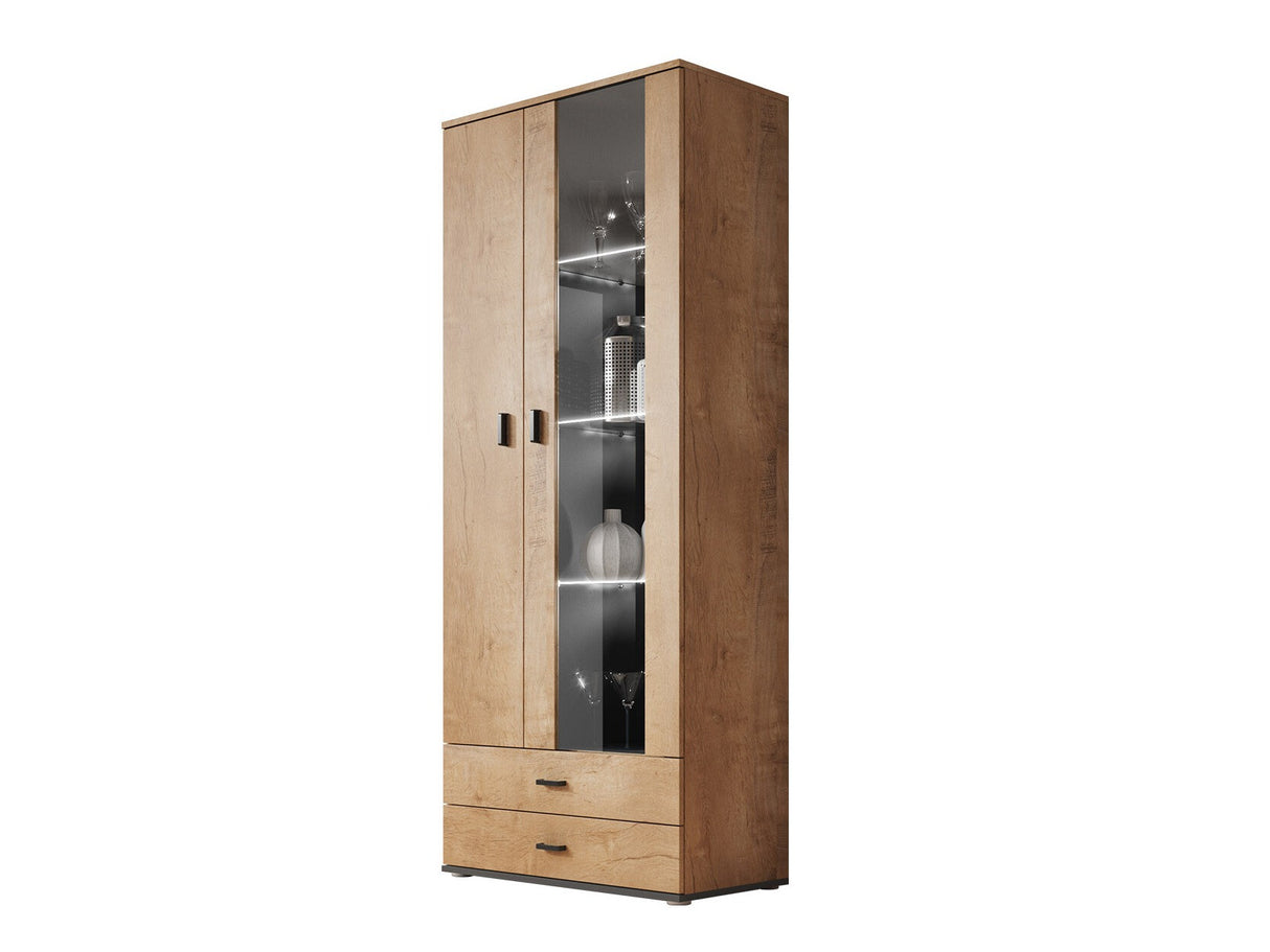 Könyvespolc Soho B6 (2D2S Boho B6), Szín: Lefkas tölgy + Fekete, Led világítás: Nincs világítás