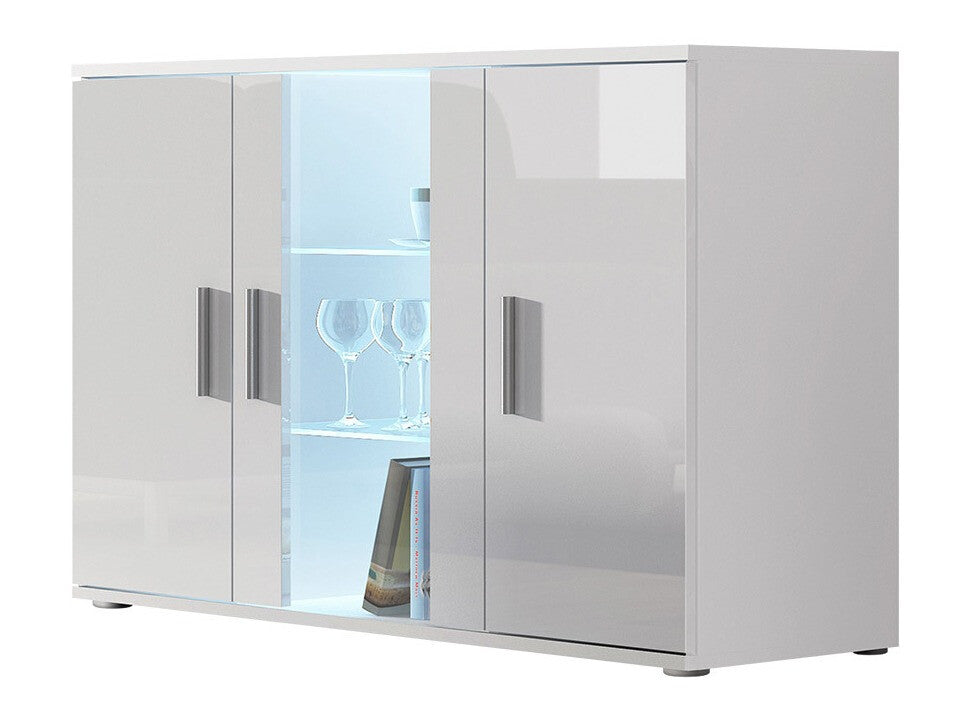 Szekrény Soho B7 (Boho B7), Szín: Fehér + Fényes fehér, Led világítás: Nincs világítás