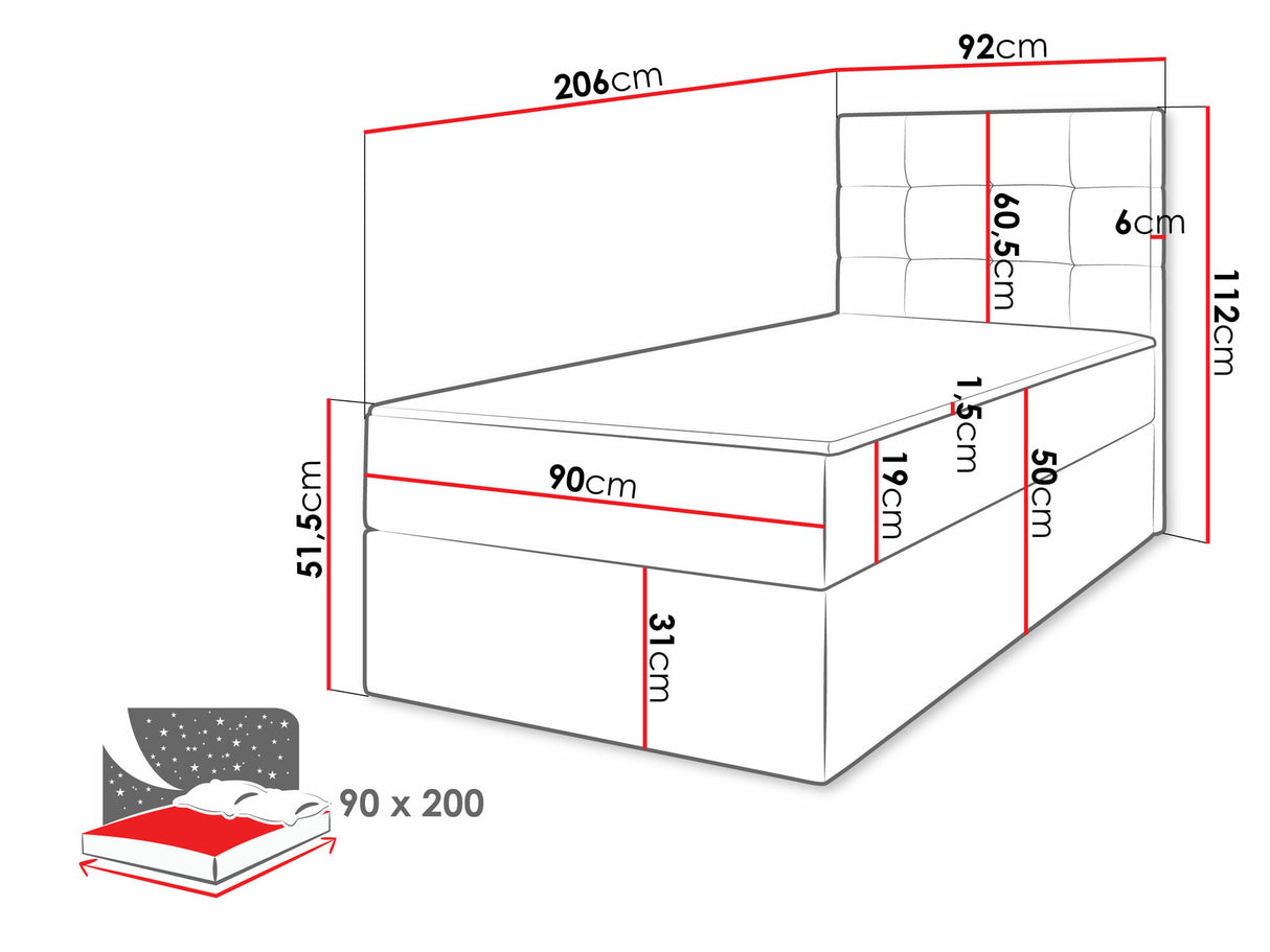 Kontinentális ágy Łóżko kontynentalne LUANDA, Szín: Manila 35, Alvó felület mérete: 90 x 200 cm